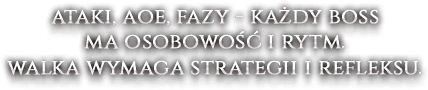 Ataki, aoe, fazy - każdy boss ma osobowość i rytm. walka wymaga strategii i refleksu.