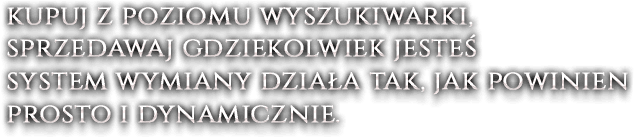 Kupuj z poziomu wyszukiwarki, sprzedawaj gdziekolwiek jesteś system wymiany działa tak, jak powinien prosto i dynamicznie.